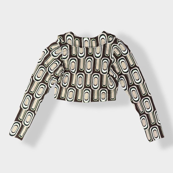 MOTEL Rocks Portia Crop Top in Retro Spot Brown Size XS - Picture 6 of 8